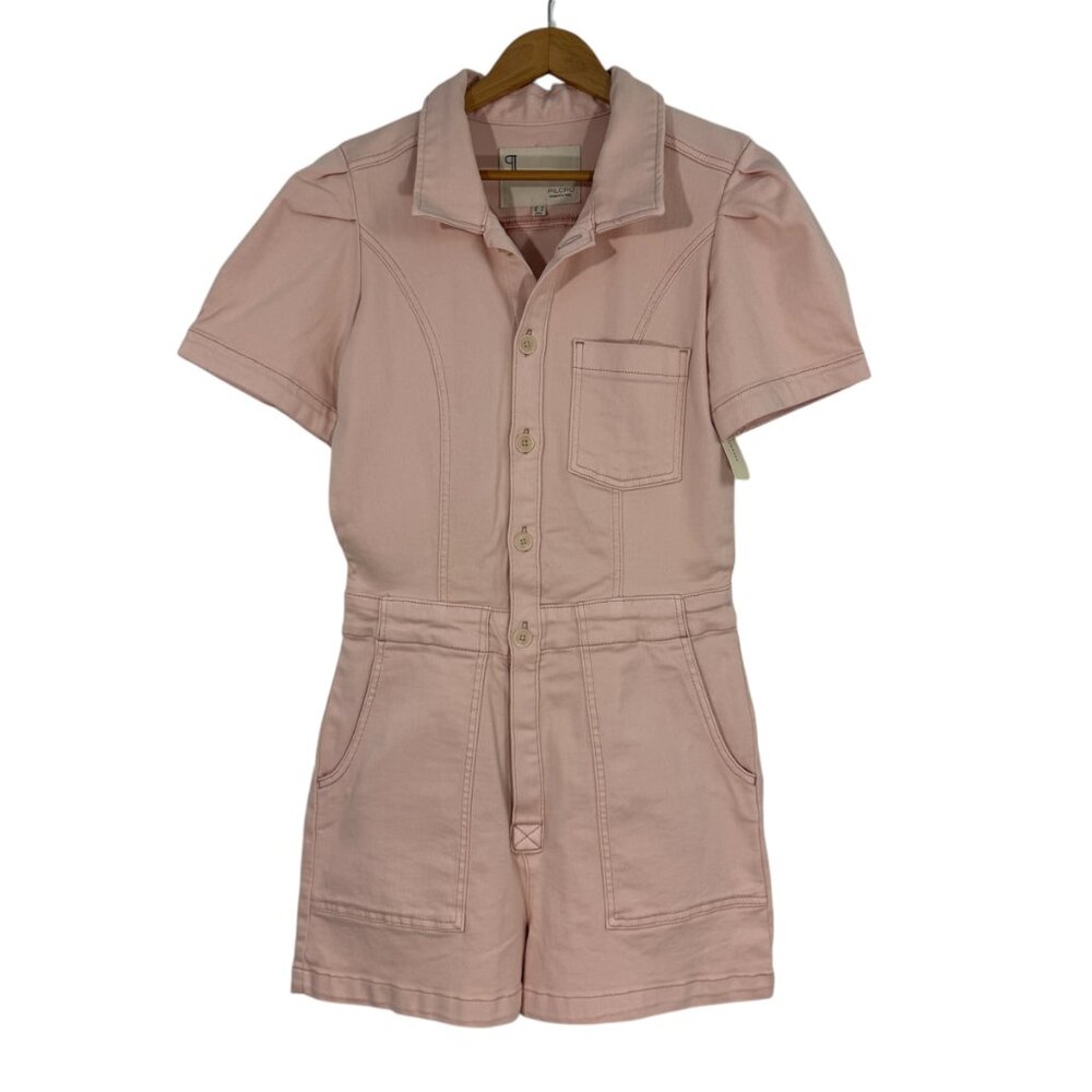 Pilcro Anthropologie Women’s Size 12 Pink Rose The Kit Utility Romper New - Picture 2 of 8